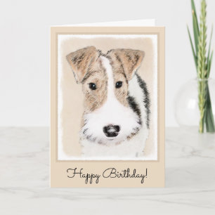 Wire fox terrier Painting - Cute Original Dog Art Kaart