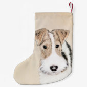 Wire fox terrier Painting - Cute Original Dog Art Kleine Kerstsok (Achterkant)