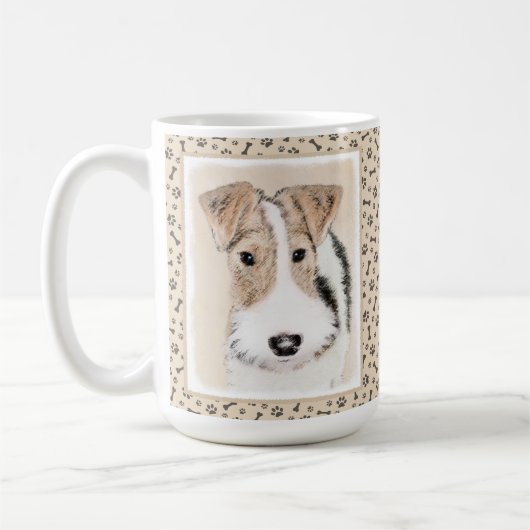Wire fox terrier Painting - Cute Original Dog Art Koffiemok (Links)