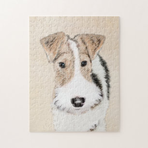 Wire fox terrier Painting - Cute Original Dog Art Legpuzzel