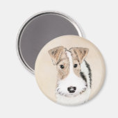 Wire fox terrier Painting - Cute Original Dog Art Magneet (Voorkant / Achterkant)