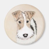 Wire fox terrier Painting - Cute Original Dog Art Magneet (Voorkant)