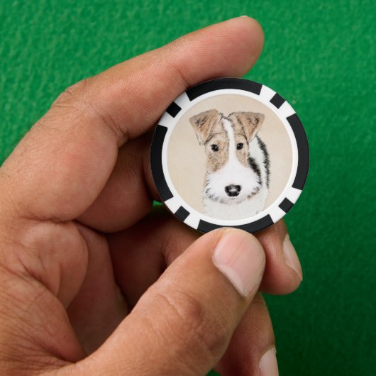 Wire fox terrier Painting - Cute Original Dog Art Poker Chips (Hand)