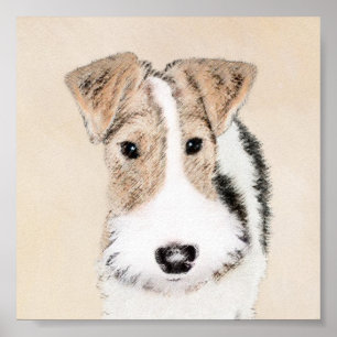 Wire fox terrier Painting - Cute Original Dog Art Poster