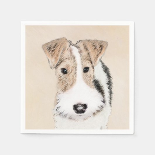 Wire fox terrier Painting - Cute Original Dog Art Servetten (Voorkant)