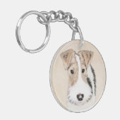 Wire fox terrier Painting - Cute Original Dog Art Sleutelhanger (Voorkant Links)