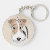 Wire fox terrier Painting - Cute Original Dog Art Sleutelhanger (Achterkant)