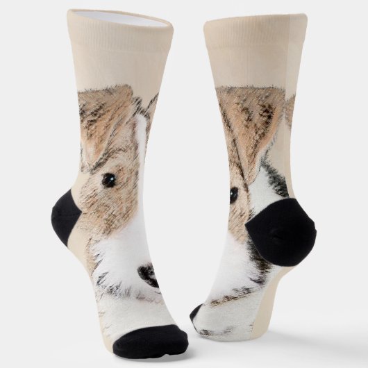 Wire fox terrier Painting - Cute Original Dog Art Sokken (Gebogen)