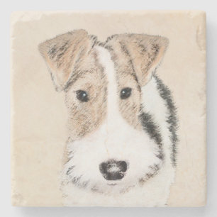 Wire fox terrier Painting - Cute Original Dog Art Stenen Onderzetter