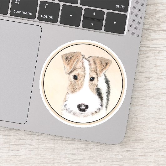 Wire fox terrier Painting - Cute Original Dog Art Sticker (Detail)