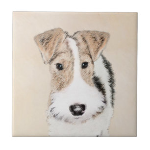 Wire fox terrier Painting - Cute Original Dog Art Tegeltje