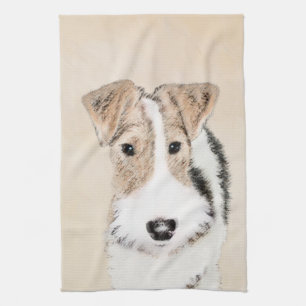 Wire fox terrier Painting - Cute Original Dog Art Theedoek