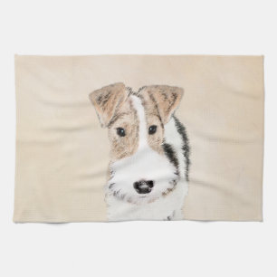 Wire fox terrier Painting - Cute Original Dog Art Theedoek