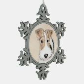 Wire fox terrier Painting - Cute Original Dog Art Tin Sneeuwvlok Ornament (Links)