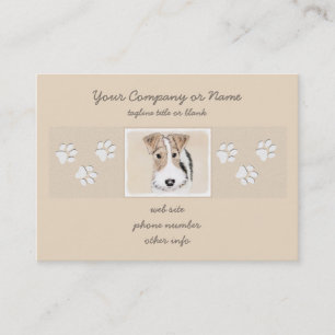 Wire fox terrier Painting - Cute Original Dog Art Visitekaartje