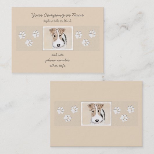 Wire fox terrier Painting - Cute Original Dog Art Visitekaartje (Voorkant / Achterkant)