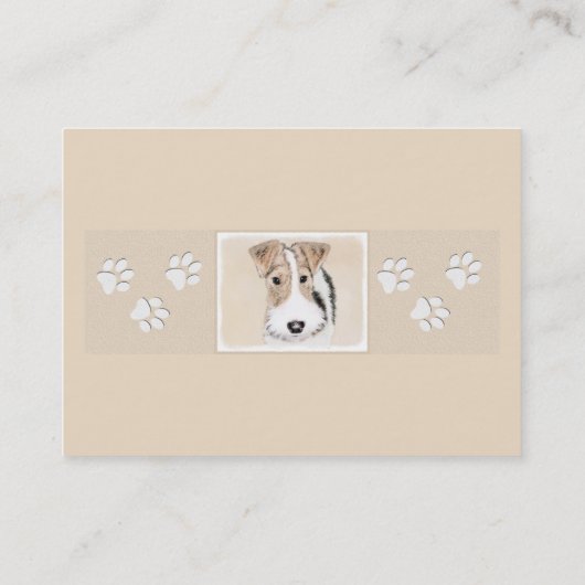 Wire fox terrier Painting - Cute Original Dog Art Visitekaartje (Achterkant)