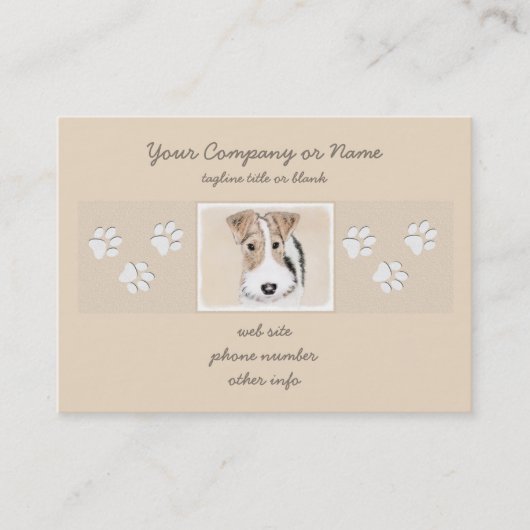 Wire fox terrier Painting - Cute Original Dog Art Visitekaartje (Voorkant)