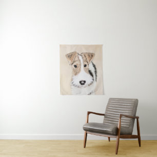 Wire fox terrier Painting - Cute Original Dog Art Wandkleed