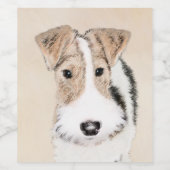 Wire fox terrier Painting - Cute Original Dog Art Wijn Etiket (Enkel label)