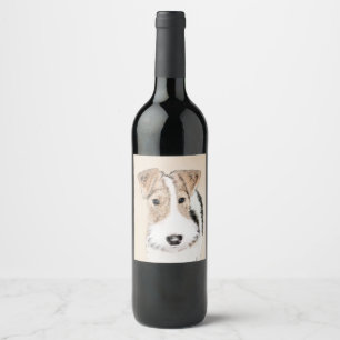Wire fox terrier Painting - Cute Original Dog Art Wijn Etiket