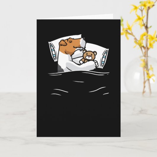 Wire Fox Terrier Pajama Shirt Kaart (Gele Bloem)