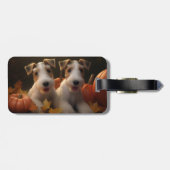 Wire Fox Terrier Puppy Herfst Delight Pompoen Bagagelabel (Achterkant horizontaal)