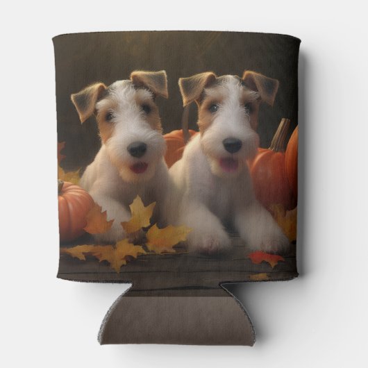 Wire Fox Terrier Puppy Herfst Delight Pompoen Blikjeskoeler (Achterkant)