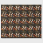 Wire Fox Terrier Puppy Herfst Delight Pompoen Cadeaupapier (Vlak)