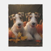 Wire Fox Terrier Puppy Herfst Delight Pompoen Fleece Deken (Voorkant)