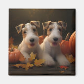 Wire Fox Terrier Puppy Herfst Delight Pompoen Magneet (Voorkant)
