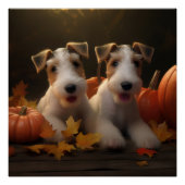 Wire Fox Terrier Puppy Herfst Delight Pompoen Perfect Poster (Voorkant)