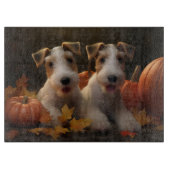 Wire Fox Terrier Puppy Herfst Delight Pompoen Snijplank (Voorkant)