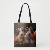 Wire Fox Terrier Puppy Herfst Delight Pompoen Tote Bag (Voorkant)