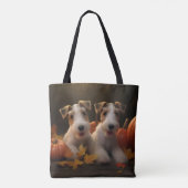 Wire Fox Terrier Puppy Herfst Delight Pompoen Tote Bag (Achterkant)