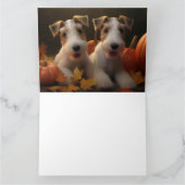 Wire Fox Terrier Puppy Herfstvreugde Pompoen Kaart (Binnen)