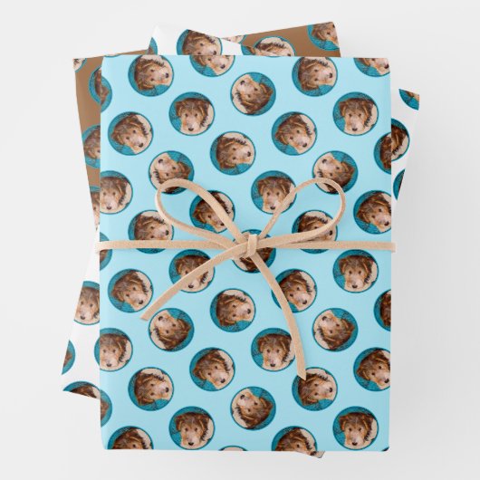 Wire Fox Terrier Puppy Schilderij driekleur Dog Ar Inpakpapier Vel (In situ)