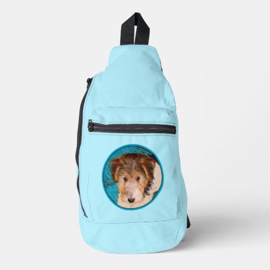 Wire Fox Terrier Puppy Schilderij driekleur Dog Ar Sling Bag (Voorkant)