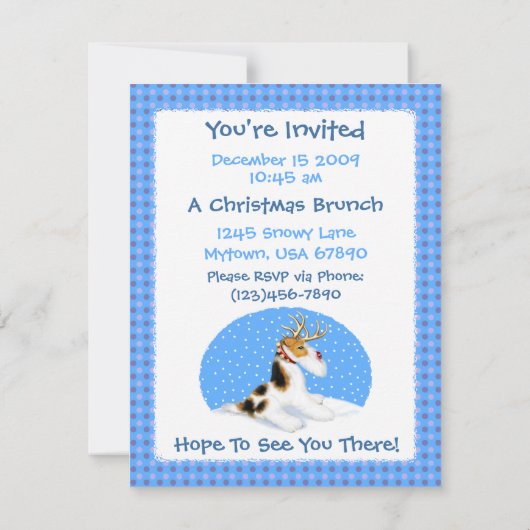 Wire Fox Terrier Reindeer Kaart (Achterkant)