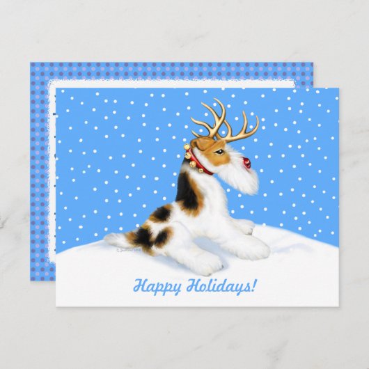 Wire Fox Terrier Reindeer Kaart (Voorkant / Achterkant)