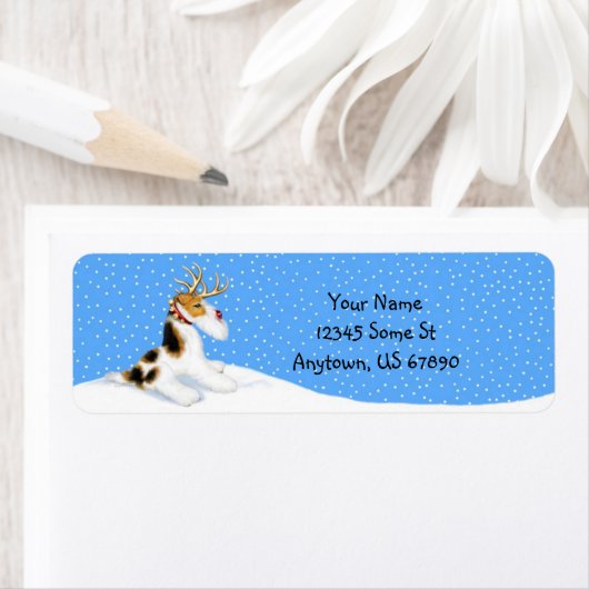 Wire Fox Terrier Reindeer Labels (Insitu)