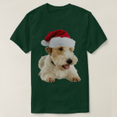 Wire Fox Terrier Santa Claus Merry Kerstmis T-shirt (Design voorkant)