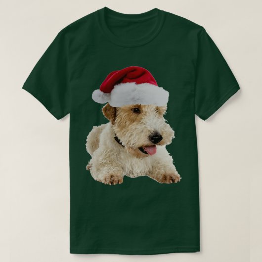 Wire Fox Terrier Santa Claus Merry Kerstmis T-shirt (Design voorkant)