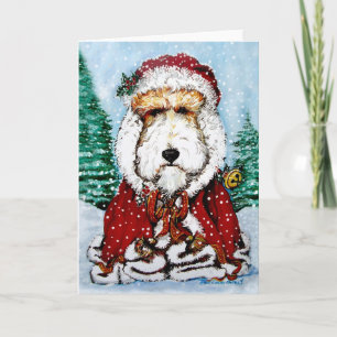 Wire Fox Terrier Santa Feestdagen Kaart