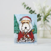 Wire Fox Terrier Santa Feestdagenkaart (Staand voorkant)