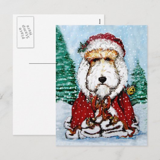 Wire Fox Terrier Santa Feestdagenkaart (Voorkant / Achterkant)