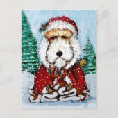 Wire Fox Terrier Santa Feestdagenkaart (Voorkant)