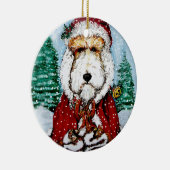 Wire Fox Terrier Santa Keramisch Ornament (Rechts)