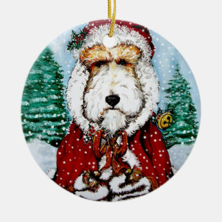 Wire Fox Terrier Santa Keramisch Ornament