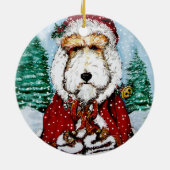 Wire Fox Terrier Santa Keramisch Ornament (Achterkant)